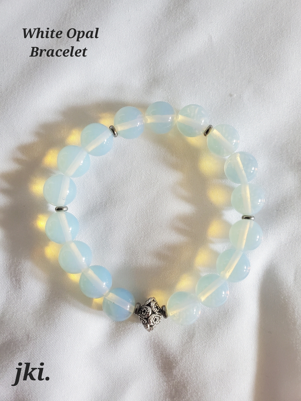 White Opal Beaded Bracelet